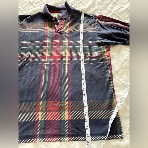 Vintage 90s Chaps Ralph Lauren Plaid Polo Shirt Size M Boxy Cotton Blue Red - Picture 10 of 11